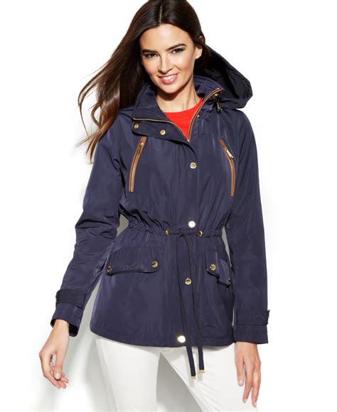 blue michael kors coat|michael kors ladies jackets.